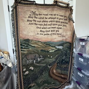 Irish Blessing Woven Tapestry Throw 50" X 70" with Celtic corner Knot Design